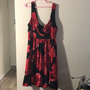 Red and black flower dress